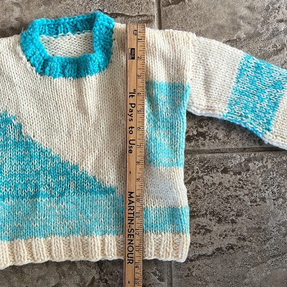 SOLD vintage colorblock hand knit sweater , approx 2T - Picture 7 of 8